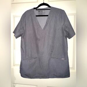 Figs women’s grey two pocket scrub top medical uniform L nurse doctor scrub